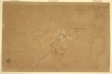Tekening, Landschap met de berg Purese, Colombia, 6 augustus 1853