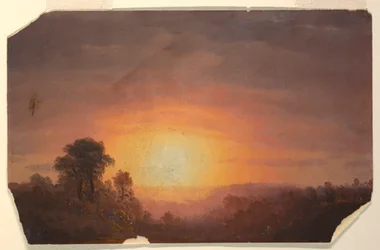 Tekening, Landschap met zonsondergang, 1860-70