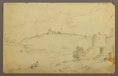 Tekening, Landschap met figuren, 1885