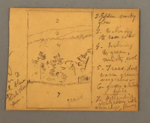Tekening, weide, aantekeningen, mogelijk 1856