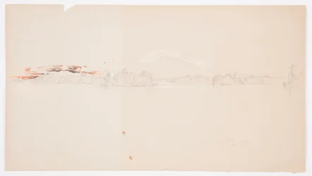 Tekening, Millinocket Lake, uitzicht op Mt. Katahdin, september 1878