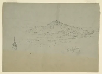 Tekening, Motief van stad in bergachtig land, 1868