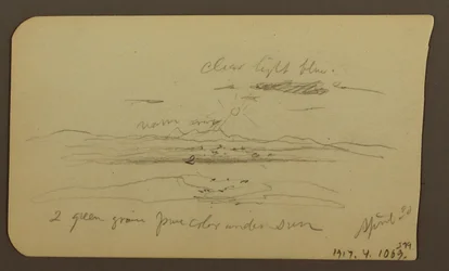 Tekening, Berglandschap, Figuur; Verso: Landschap, 30 april 1885