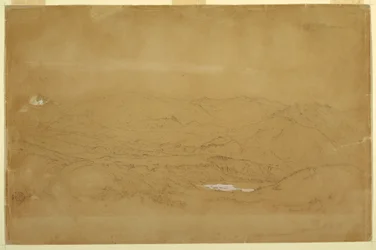 Tekening, Berglandschap bij Guanojo en Guaranda, Ecuador, 10 juni 1857