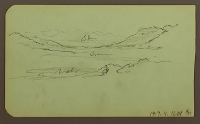 Tekening, Berglandschap; Verso: Landschap, 1883