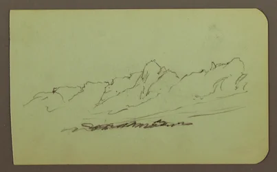 Tekening, Berglandschap; Verso: Bergketen, Figuur, 1883