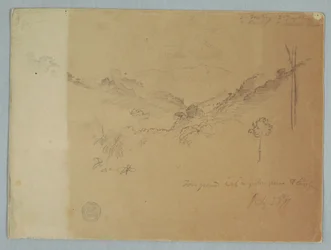 Tekening, Berglandschap bij Jorje, Ecuador, 23 juli 1857