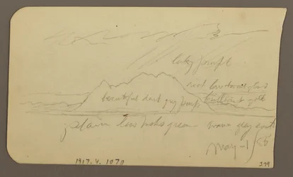 Tekening, Mountain Peak; Verso: Rugged Range, 1 mei 1885