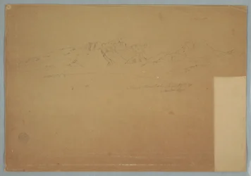Tekening, Bergketens met ruige toppen, bij Machachi, Ecuador, 19 juni 1857
