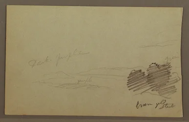 Tekening, bergketen, wolk, mogelijk jaren 1860