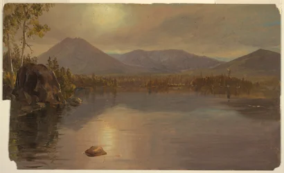Tekening, Mounts Katahdin en Turner vanaf Lake Katahdin, Maine, 1855-60