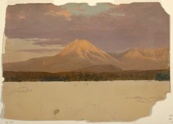 Tekening, Mt. Katahdin vanaf Lake Katahdin, 1878