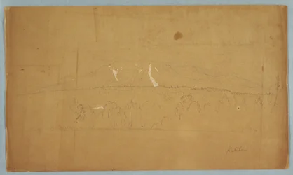 Tekening, Mt. Katahdin, vanaf Lake Katahdin, Maine, 1852