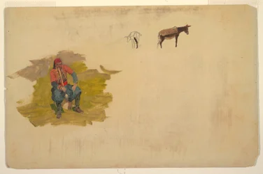 Tekening, Nabije Oosten, man; ezel, 1868-69