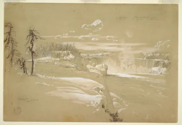Tekening, Niagara watervallen in de winter, 21 maart 1856