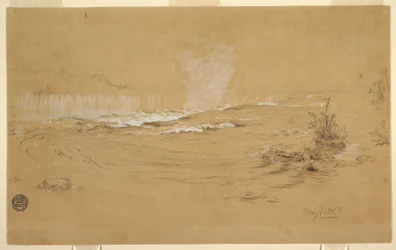 Tekening, Niagara: De Canadese watervallen en Goat Island, oktober 1856