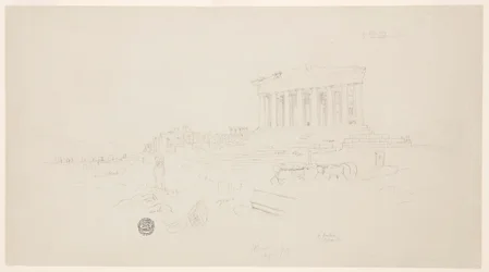 Tekening, Parthenon en Erectheion, Athene, april 1869