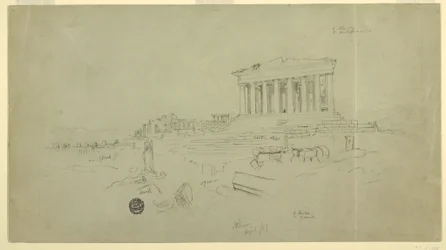 Tekening, Parthenon en Erectheion, Athene, april 1869