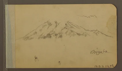 Tekening, piek van de Orizaba, figuur; Verso: vlakte en bergketens, 1889