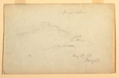 Tekening, Purese vulkaan gezien vanuit Popayan, Colombia, 9 augustus 1853