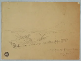 Tekening, Herinnering aan het landschap op de weg van Fusugasuga naar Pandi, New Granda, Colombia, 11 juli 1853