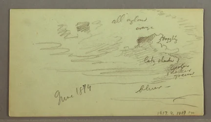 Tekening, Rivier door gebergte, mogelijk 1874