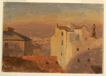 Tekening, daken, Rome, Italië, 1868-69