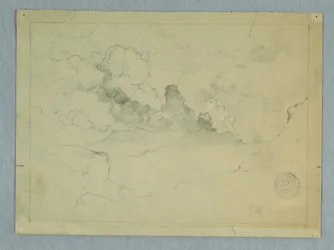 Tekening, Uitbarstende vulkaan Sangay, Ecuador, 1857-62