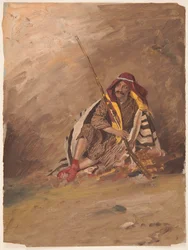 Tekening, Zittende bedoeïen, waarschijnlijk februari 1868