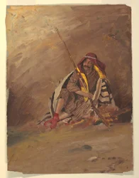 Tekening, Zittende bedoeïen, waarschijnlijk februari 1868