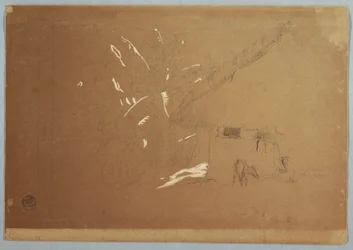 Tekening, Zittende vrouw en grazende ezel voor een huis bij Jorje, Ecuador, 23 juni 1857