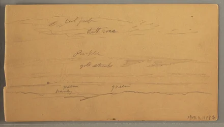 Tekening, Scherpe bergtoppen, bewolkte lucht, juni 1874