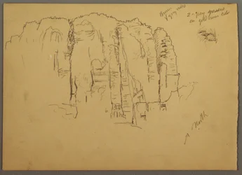 Tekening, Schetsen van Petra, Jordanië, februari 1868