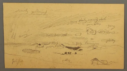 Tekening, Luchtstudie over bergrug en regenboog, juli 1866