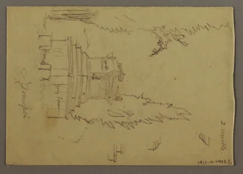 Tekening, toneelkoets, mogelijk 1868-69