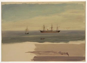 Tekening, Stoomboot en zeilboten, juli 1859