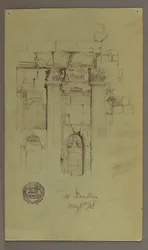Tekening, Studie van tempelruïnes, 8 mei 1868