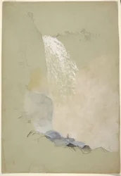 Tekening, Studie van Tequendama watervallen bij Bogotá, Colombia, juli 1853