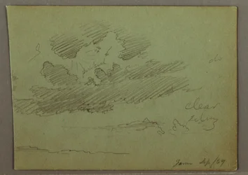 Tekening, Zonnestraal achter wolken, september 1869