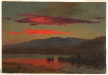 Tekening, Zonsondergang, Hudson, New York, 25 december 1873