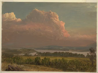 Tekening, Zonsondergang over de Hudson-vallei, juni 1870