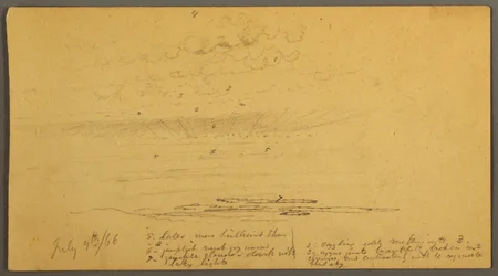 Tekening, Zonsondergang boven heuvels, 9 juli 1866