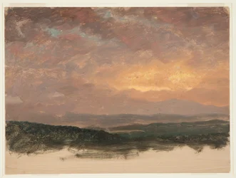 Tekening, Zonsondergang boven de Catskills, 1870-1880