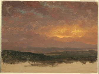 Tekening, Zonsondergang boven de Catskills, 1870-80