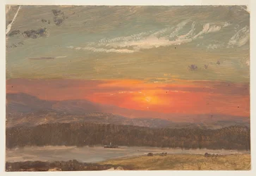 Tekening, Zonsondergang boven de Catskills, 1870-80
