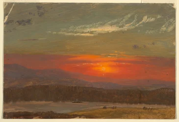 Tekening, Zonsondergang boven de Catskills, 1870-80
