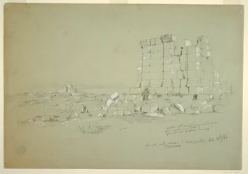 Tekening, Tempel met Semua [het huidige as-Samu] in de verte, 17 februari 1868