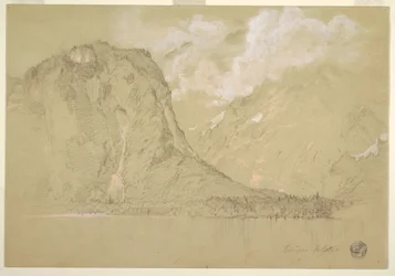 Tekening, De Königssee en Schrainbachwatervallen, juli 1868