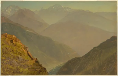 Tekening, De Watzmann en Goell, bij Berchtesgeden, 1868