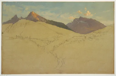 Tekening, De Watzmann, bij Berchtesgaden, Beieren, juni 1868